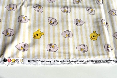 DISNEY WINNIE THE POOH HUNNY  STRIPES  100% COTTON FABRIC  22X44 INCHES - Image 1 of 2