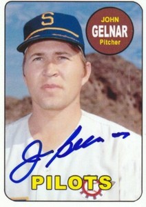 JOHN GELNAR  SEATTLE PILOTS  SIGNED 1969 STYLE  CUSTOM CARD
