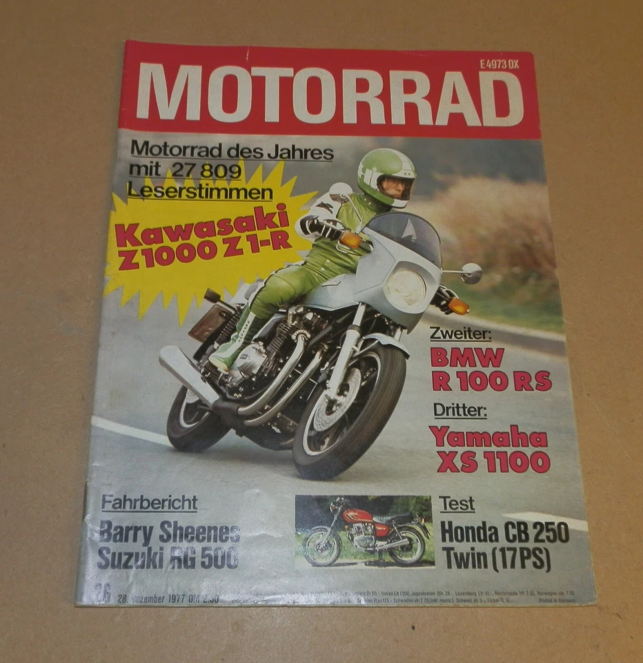Motorrad 26/77, Kawasaki Z 1000 Z1-R, Yamaha XS 1100, BMW R 100 RS, Honda CB 250 - Bild 1 von 1