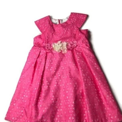 Pippa & Julie Dress Girls 6 Bright Pink Neon Lace Lined Flowers Princess Pageant - Image 1 of 4