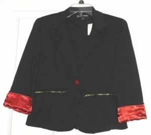 *BLAZER/CHAQUETA STACEY SUMMERS PUNTO TALLA S NEGRO/ROJO NEGRO/PÚRPURA LIGERO NUEVO CON ETIQUETAS - Imagen 1 de 3