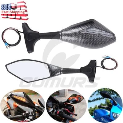 Motorcycle LED Turn Signal Integrated Mirrors For Yamaha YZF R6 YZF R1 2000-2008 - Image 1 of 4