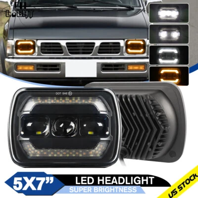 5x7 7x6 inch LED Headlight Hi/Lo Beam Halo DRL for Nissan Pickup Hardbody D21 NX - Image 1 of 4