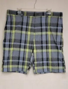 PGA Tour Clubhouse Mens Golf Shorts Size 38 Blue Yellow Plaid 10 Inch Inseam - Picture 1 of 8