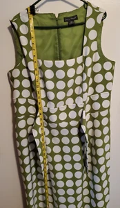 Vintage Jessica Howard Polka Dot Green White Belted Sleeveless Dress Size 16W VG - Picture 1 of 17