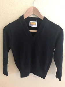 School Apparel Boys Girls Kids Uniform Sweater Sz Small S Navy Blue Long Sleeve - Picture 1 of 6