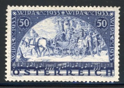 奥地利 1933 年罕见 WIPA 发行花岗岩纸 Scott# B110a 完好 XF OG LH 宝石 — 第 1/2 张图片