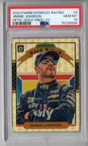 2020 Donruss Racing NASCAR Jimmie Johnson Race Kings 1/1 PSA 10 #9 Gold Vinyl - Picture 1 of 2