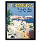 Travel Bermuda Tours Empire Pacific Line Coast 12X16 Inch Framed Art Print