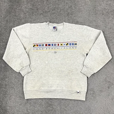 Sudadera De Colección Adulto Mediana Larga Beach Island Nueva Jersey Gráfico Crew Russell Foto 1 de 4