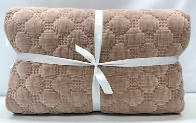 NEW Pottery Barn Velvet Lattice Handcrafted KING/CAL KING Quilt~Blush~*READ - Image 1 of 4