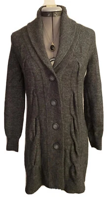 Bass  long cardigan Cable Knit sweater. Size XS Across Chest 17” L 30” Gray Vntg - Image 1 of 4