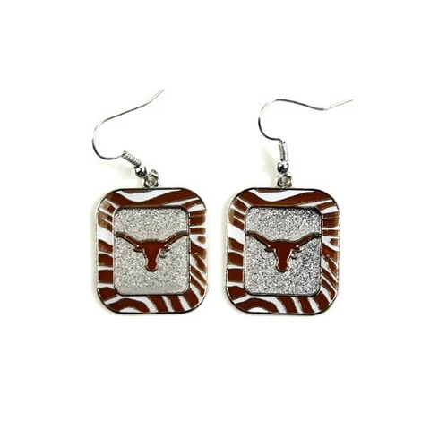 Texas Longhorns NCAA Zebra Style Dangle Earrings Cover