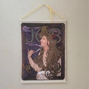 Art Nouveau Hanging Scroll "JOB" Portrait Smoking Woman Purple Beige - Picture 1 of 1