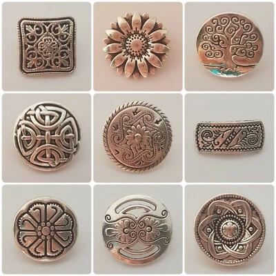 SILVER METAL BUTTONS – SHANK, CARDIGAN, FLOWER, TREE, CELTIC, SQUARE, CUTOUT, UK - Image 1 of 4