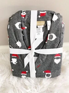 Pottery Barn Teen Cool Santa Flannel Christmas Pajama Set Size Large NEW Gray - Picture 1 of 4