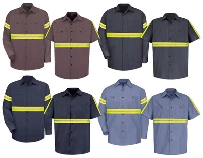 Red Kap Poplin Enhanced Visibility Hi Vis Reflective Safety Work Towing Uniform - Image 1 of 4