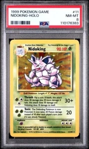 PSA 8 NM-MT Nidoking 11/102 Set Base Holo Rara Carta Pokemon Classificata Vintage WOTC - Foto 1 di 2