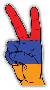 Armenia World Flag Hand Peace Sign Car Bumper Sticker Decal - ''SIZES'' - Foto 1 di 1