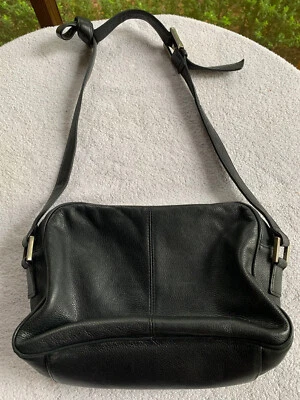 VTG GH BASS Co. Handbag Leather Black Shoulder Crossbody Organizer Purse Travel - Image 1 of 4