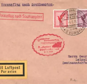GERMANY CATAPULT MAIL Air 1931 Cover SHIP *EUROPA* Schleuderflug Leipzig MA763 - Picture 1 of 14
