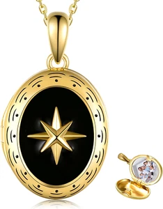 Photo Locket Pendant Necklace 925 Sterling Silver Star Locket Jewelry Gift Women - Picture 1 of 7