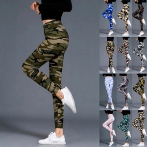 Women Camo Prints Leggings Army type Stretch Soft Yoga Gym Fitness Casual Pants - Picture 1 of 15