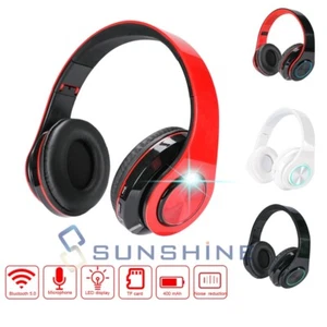 Bluetooth Noise Cancelling Over Ear Stereo Earphones Wireless Headset Headphones - Picture 1 of 16