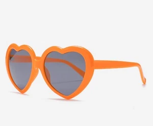 Women Girl Retro 80' Trendy Orange Color Heart Sun Eye glasses wear Sunglasses - Picture 1 of 11