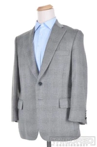 PAUL STUART Gray Ornate Plaid Check CASHMERE Blazer Sport Coat Jacket - 40 S - Picture 1 of 9