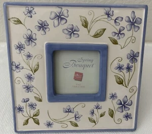 Russ - SPRING BOUQUET Flowers, 3" x 3" Ceramic Easel Back Photo Frame, Rear Load - Picture 1 of 9