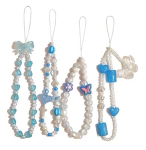 Phone Charms Cute Beaded Phone Lanyard Wrist Strap Aesthetic Cell Phone Keych... - Picture 1 of 6