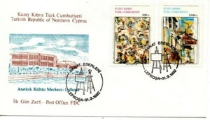 A LOVELY 1992 FDC FROM NORTHERN CYPRUS. PAINTINGS - Picture 1 of 1