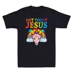 Today Not Jesus Satan Goat Satanic Rainbow Satanism Gift Vintage Men's T-Shirt - Picture 1 of 8