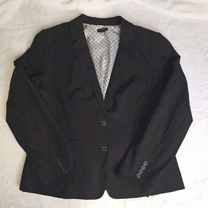 Ann Taylor Blazer Womens LARGE Black 2 Button Up Business Office Career - Picture 1 of 6