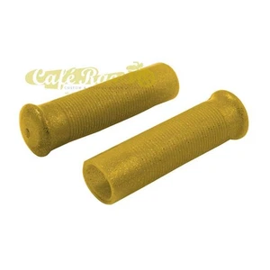 Manopole moto in gomma oldschool metal flackes color oro da 1" 25,4mm universali - Picture 1 of 1