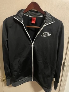 Nike Damen Sportswear Trainingsjacke Größe XL Schwarz Full Zip Retro Logo Swoosh - Bild 1 von 7