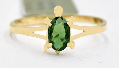GENUINE 0.68 Ct TSAVORITE TURTLE RING 10k Solid GOLD -Free Appraisal Service-NWT - Image 1 of 4