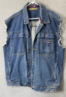 🔥 DM Mecca • Jaqueta jeans azul denim cortada • Masculina tamanho XXL 2XL - Imagem 1 de 4