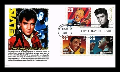 DR JIM STAMPS US COVER ELVIS PRESLEY MUSIC ICONS FDC COMBO PANDA CACHET - Image 1 of 2