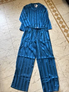 flora nikrooz Blue Turquoise Pyjama Set Silk Feel Size L 12/14 BNWT - Picture 1 of 5
