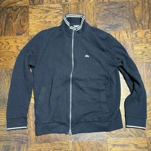 LACOSTE Fleece Full Zip Mens Black & White Embroidered XXL 2XL Jacket Gator Izod - Picture 1 of 7