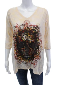 The Kooples Womens Butterfly Print V Neck Shirt New Burn Out Pink Cotton Size La - Picture 1 of 6