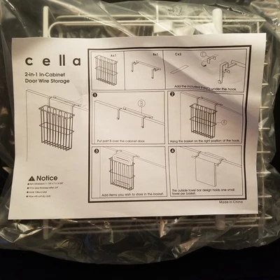 New! Cella 2-in-1  Cabinet Door Wire Storage (Never Used) - Image 1 of 4