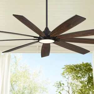 72" Tahoe Breeze Industrial Outdoor Ceiling Fan LED Light Remote Black Walnut - Picture 1 of 10