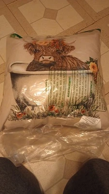 Mainstays 16x16 Highland Cow Decorative Throw Pillow Multicolor - Image 1 of 2