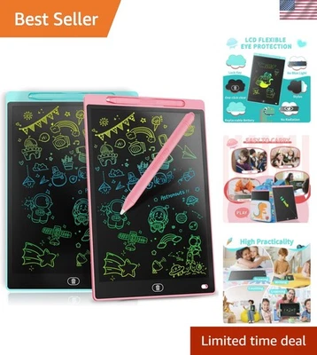 Colorful 12-Inch LCD Writing Tablet for Kids - Portable Doodle Pad, Pink & Blue - Image 1 of 4