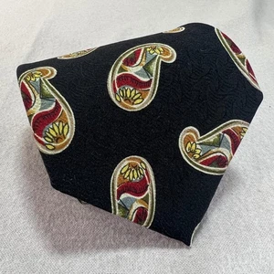 Robert Talbott Studio for Nordstrom Silk Tie Black Paisley Gold USA 90s 3.75x59 - Picture 1 of 7