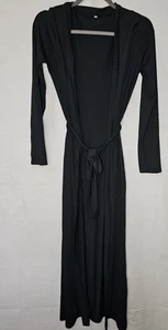 Woman's long black silky robe size M - Picture 1 of 5