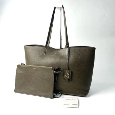 Bolso de Mano Jimmy Choo Nine2Five Cuero Caqui Gran Capacidad Lujo Con Porche Foto 1 de 4